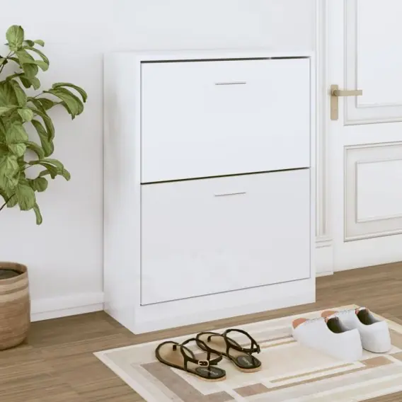 Szafka na buty, wysoki połysk, biała, 63x24x81 cm Lumarko! - Hurtownia wielobranżowa Lumarko Bezpieczne zakupy